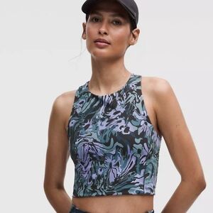 NWT Lululemon Swift Speed Cropped Tank Top In Flower Meld Multi Size 12 Sq. Dot